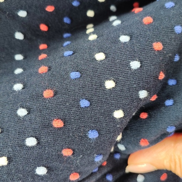 LOFT Pullover Dress Size XL Red White And Blue Swiss Dot With Belt Ruffle Hem - Picture 7 of 9